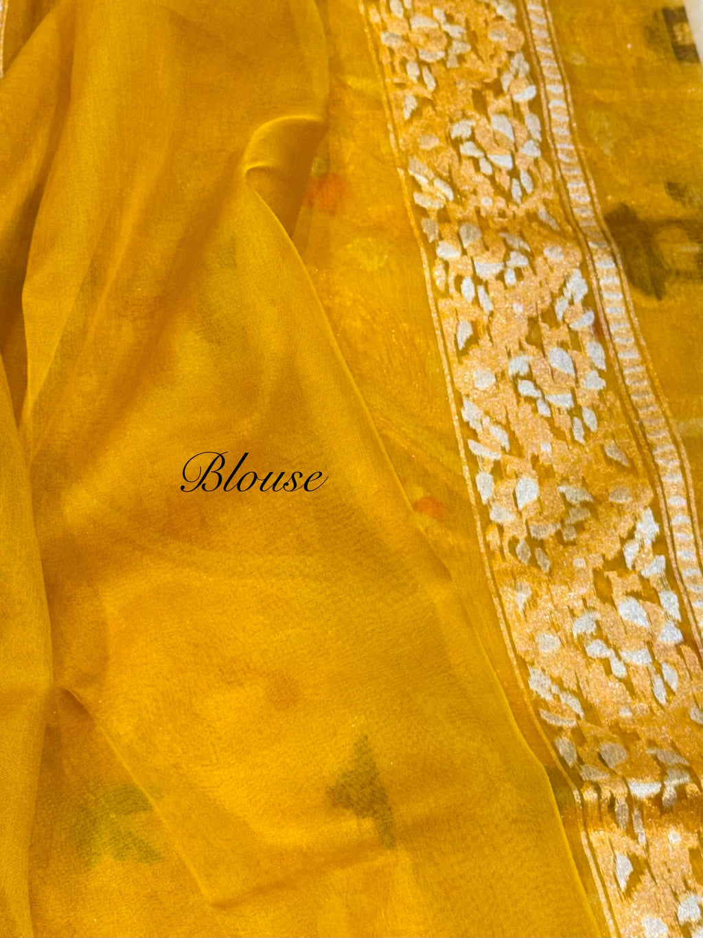 Sunflower Yellow Pure Banarasi Ektara Kora Jamdani Saree