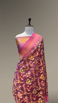 Light Purple 100% Pure Ektara Banarasi Kora Jamdani Saree