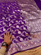 Purple 100% Pure Banarasi Katan Silk Saree