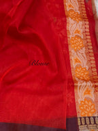 Prebook | Red Ektara Banarasi Kora Jamdani Saree