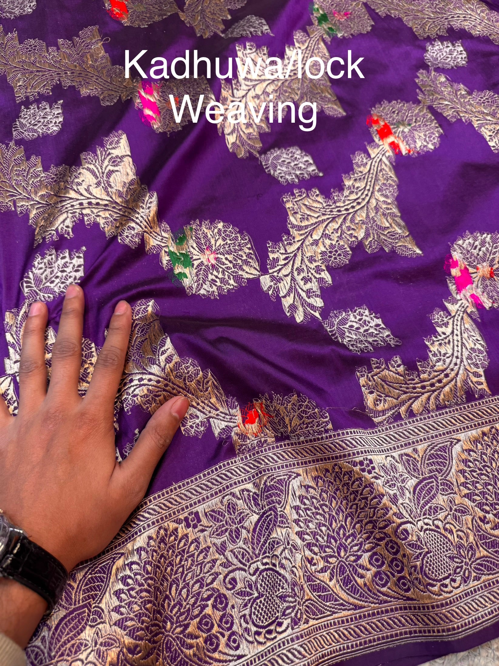 Violet Purple 100% Pure Banarasi Katan Silk Handloom Handwoven Pattu Saree