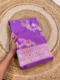 Lavender 100% Pure Banarasi Katan Silk Meenakari Saree