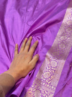 Lavender 100% Pure Katan Silk Saree