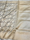 Diamond Grey 100% Pure Tissue Silk Banarasi Partywear Saree