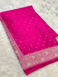 Rani Pink Banarasi Soft Meenakari Mashru Silk Partywear Saree