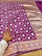 Gajri Pink 100% Pure Banarasi Katan Silk Meenakari Saree