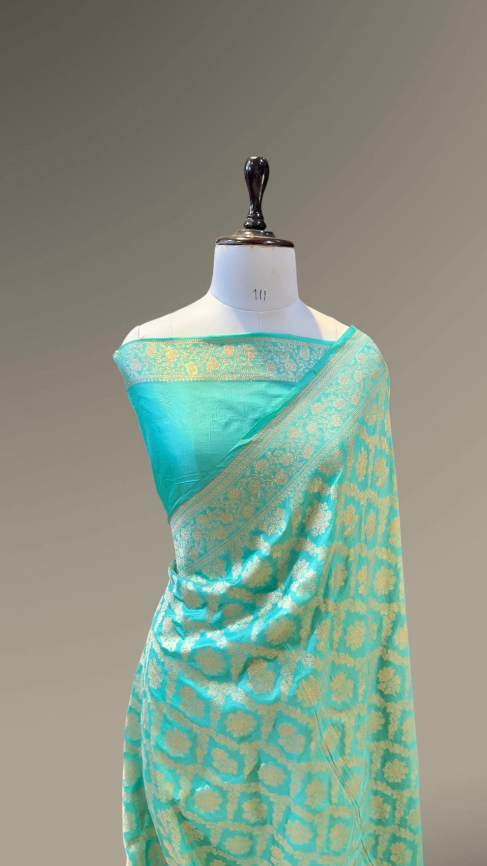 Cyan Blue 100% Pure Banarasi Katan Silk Saree