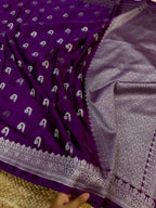 Purple Banarasi Soft Meenakari Mashru Silk Partywear Saree