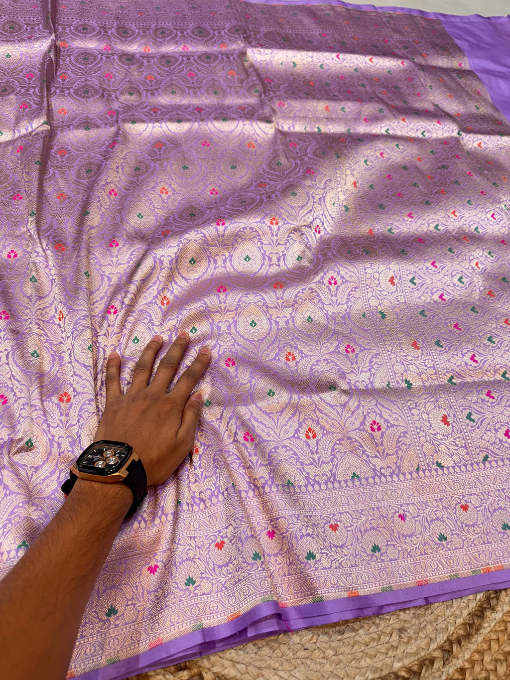 Prebook | Lavender 100% Pure Banarasi Katan Silk Meenakari Brocade Saree