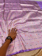 Prebook | Lavender 100% Pure Banarasi Katan Silk Meenakari Brocade Saree