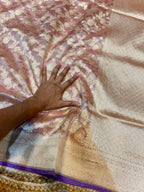 Diamond Pink 100% Pure Tissue Silk Banarasi Partywear Saree