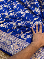 Royal Blue 100% Pure Banarasi Katan Silk Saree