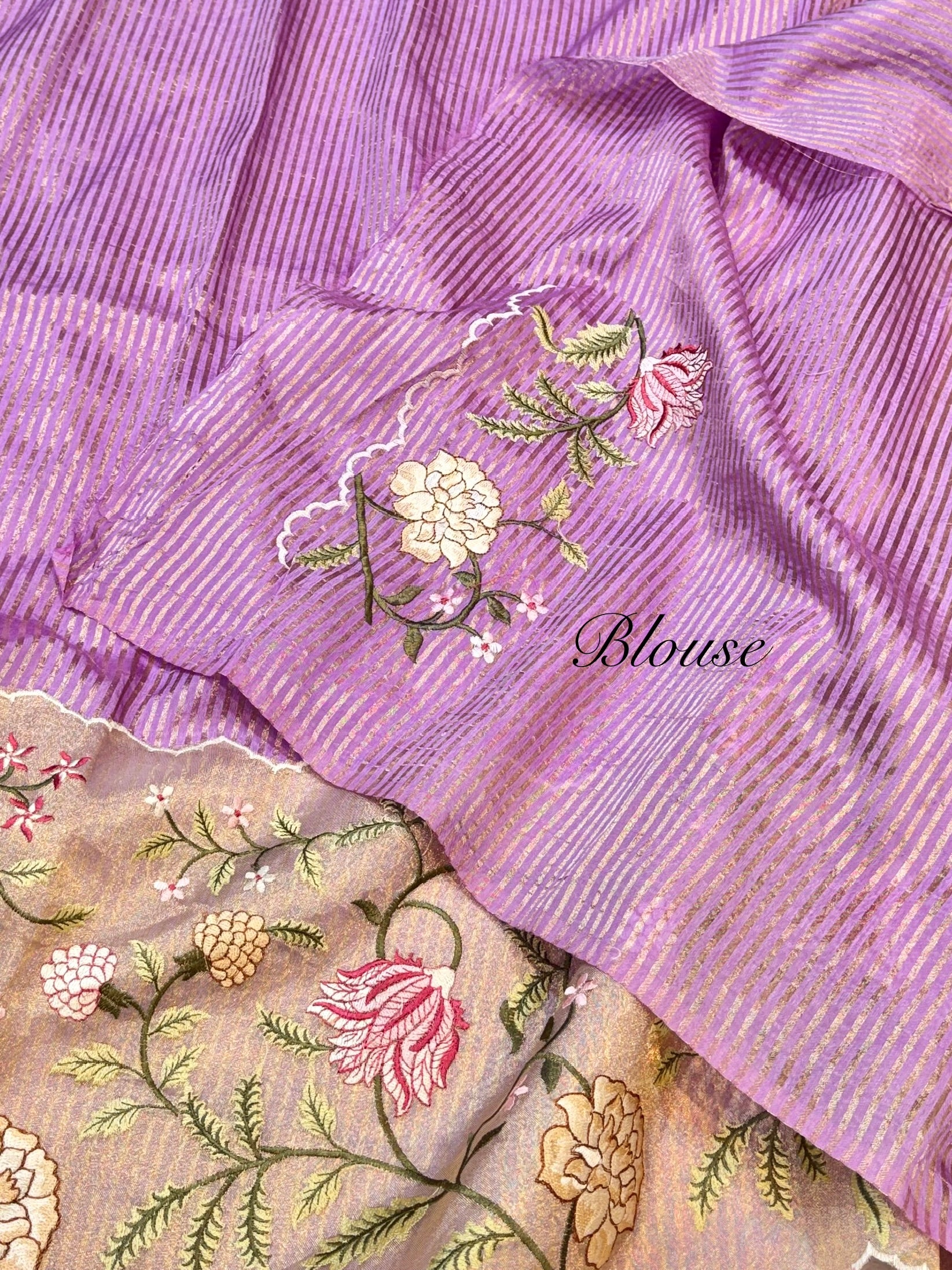 Lavender Tissue Silk Partywear Banarasi Embroidery Tissue Border Lightweight Sarees