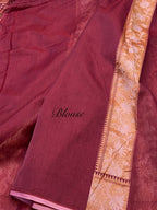 Prebook | Maroon 100% Pure Ektara Banarasi Cotton Jamdani Saree