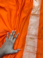 Prebook | Fanta Orange 100% Exclusive Pure Banaras Katan Silk Rangkaat Saree