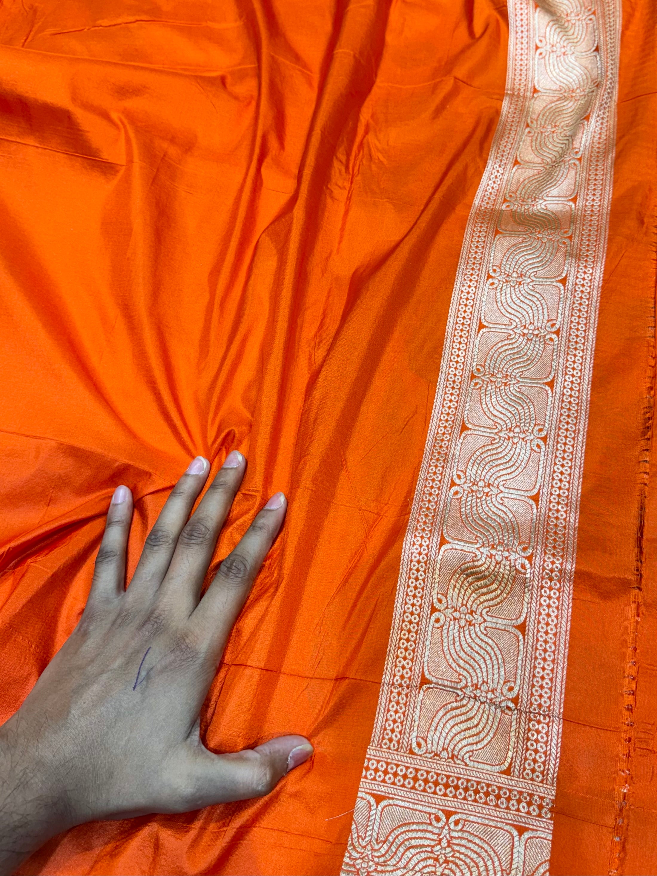 Prebook | Fanta Orange 100% Exclusive Pure Banaras Katan Silk Rangkaat Saree