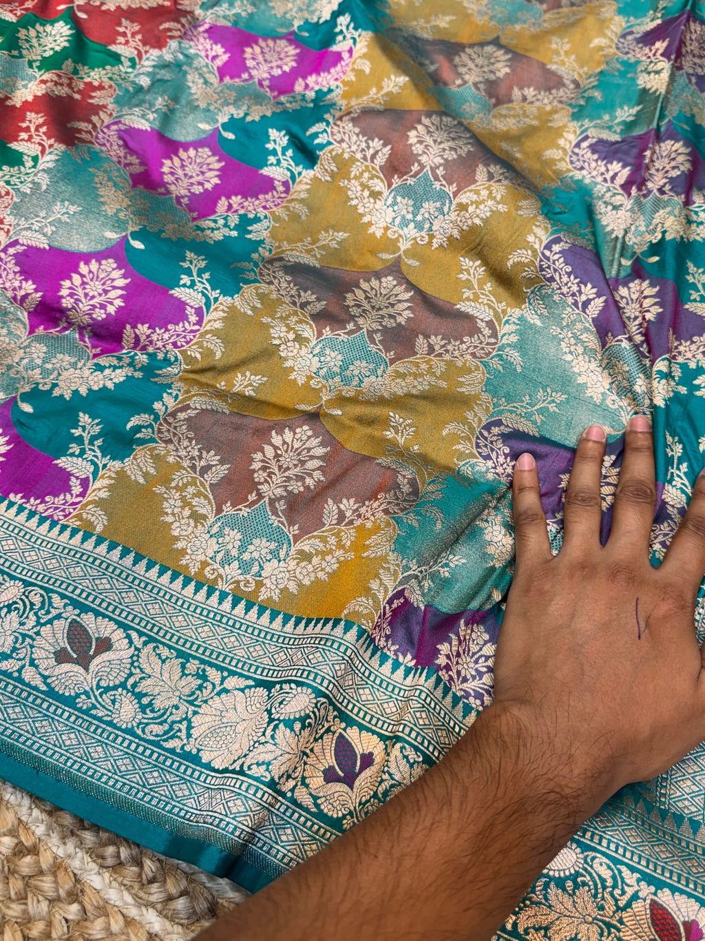 Sea Green 100% Exclusive Pure Banaras Katan Silk Rangkaat Saree
