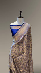 Royal Blue Pure Banarasi Katan Silk Brocade Saree