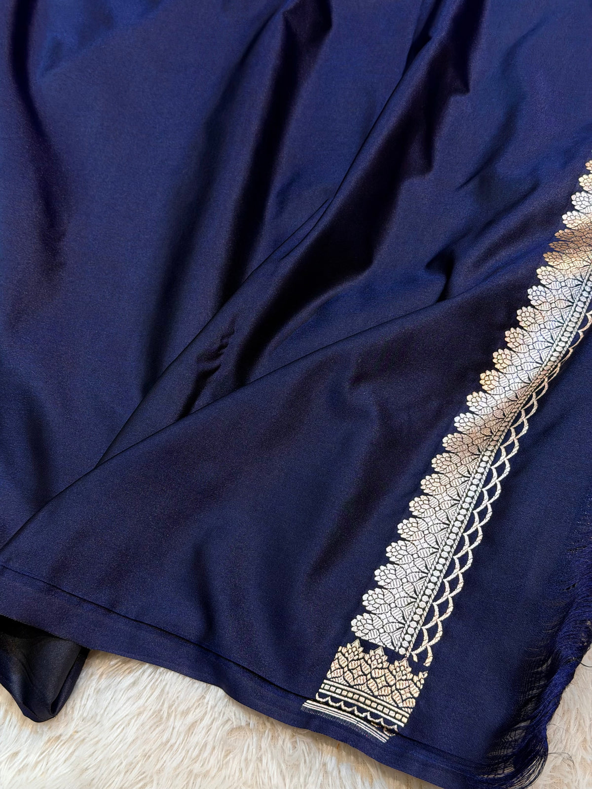 Dark Blue Banarasi Soft Mashru Silk Partywear Saree