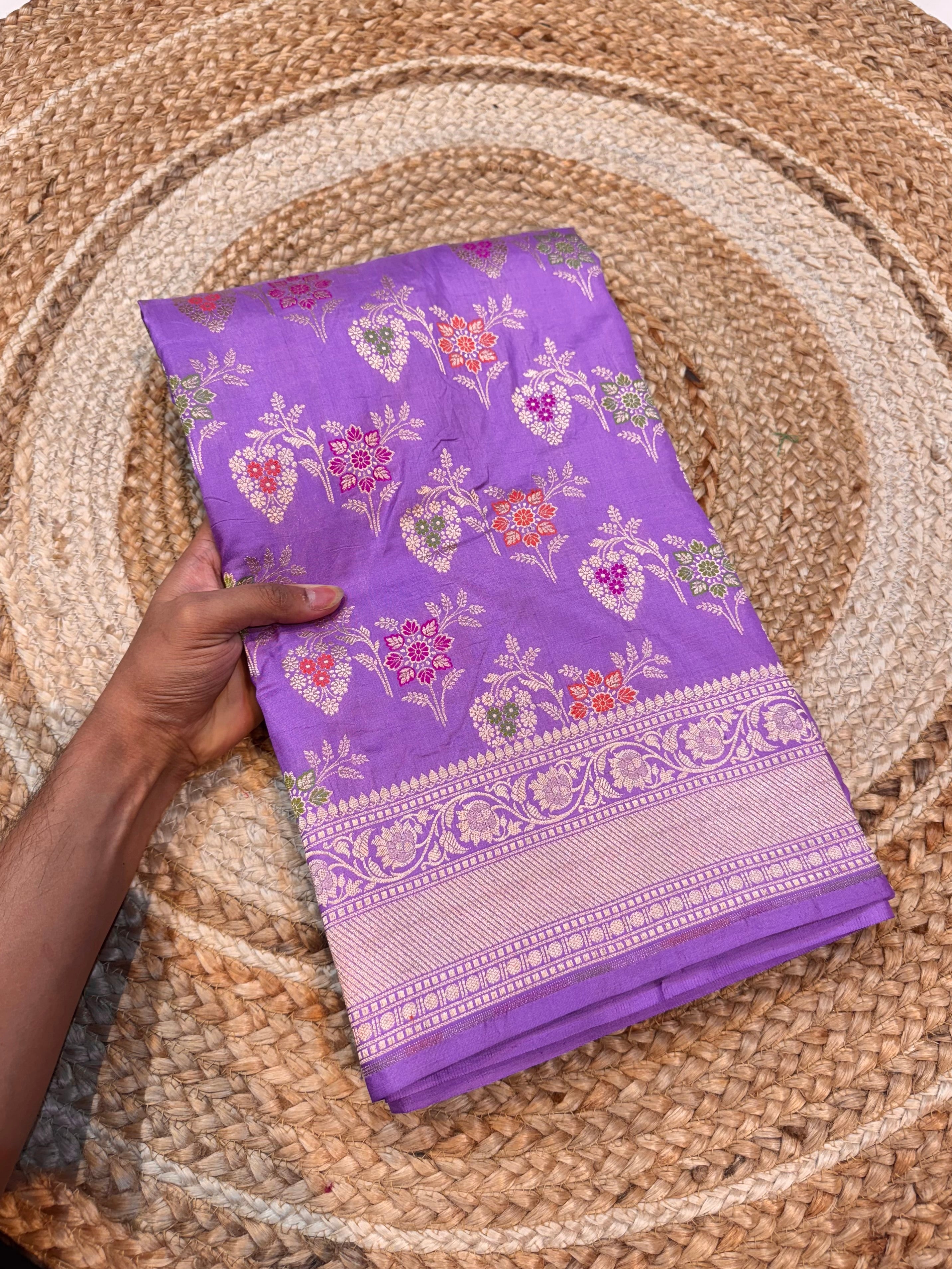 Prebook | Lavender 100% Pure Banarasi Katan Silk Meenakari Saree