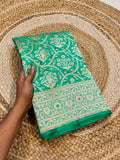 Sea Green 100% Pure Banarasi Katan Silk Meenakari Saree