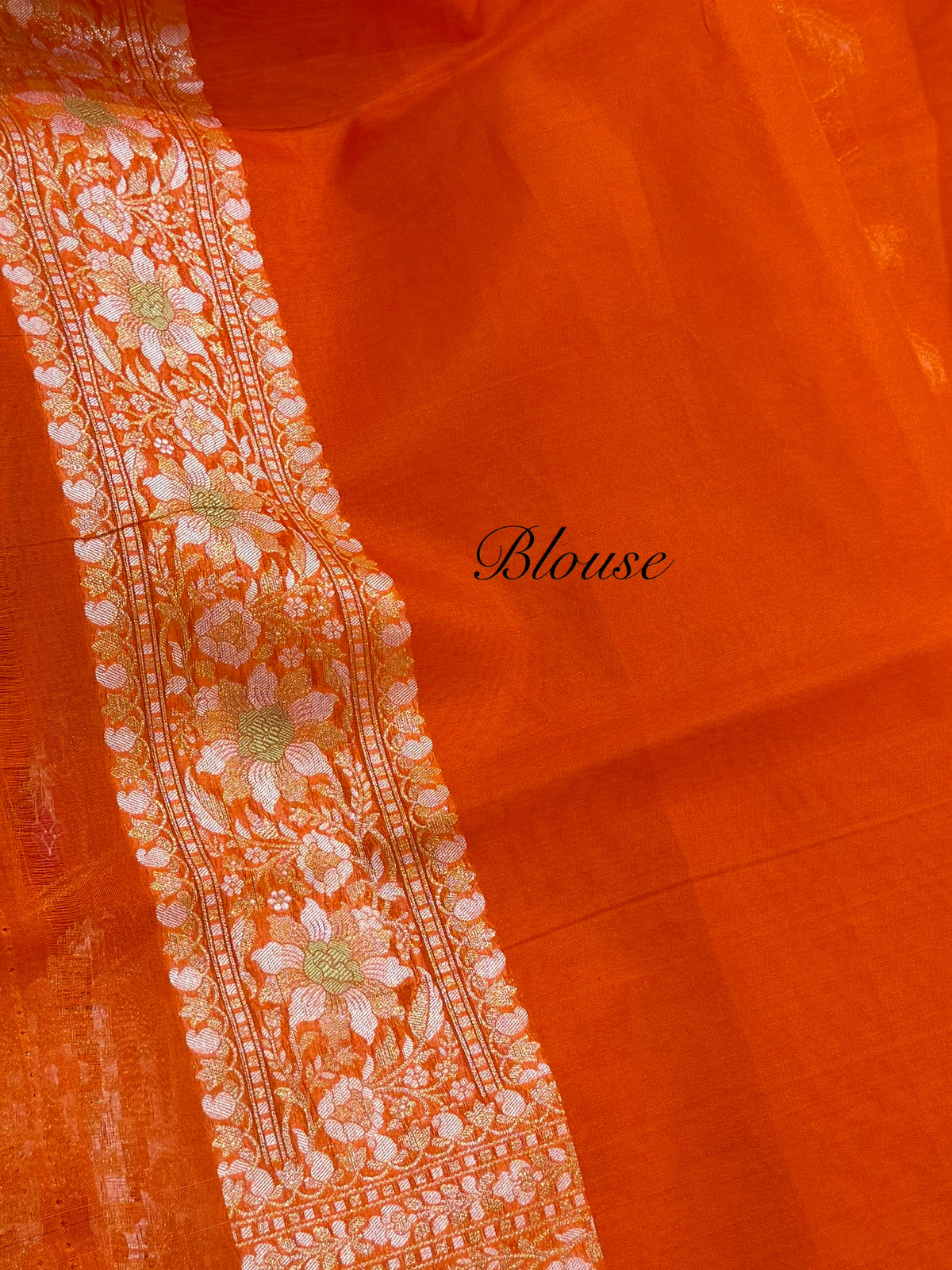 Fanta Orange Pure Handloom Banarasi Ektara Kora Jamdani Saree