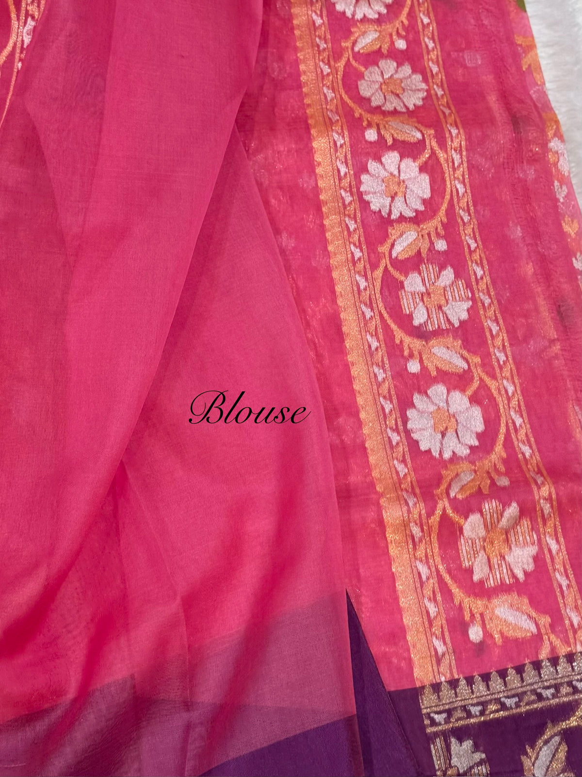 Pink Ektara Banarasi Kora Jamdani Saree