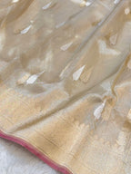 Diamond Gold 100% Pure Banarasi Tissue Silk Handloom Handwoven Saree