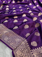 Violet Purple Banarasi Soft Mashru Silk Partywear Saree