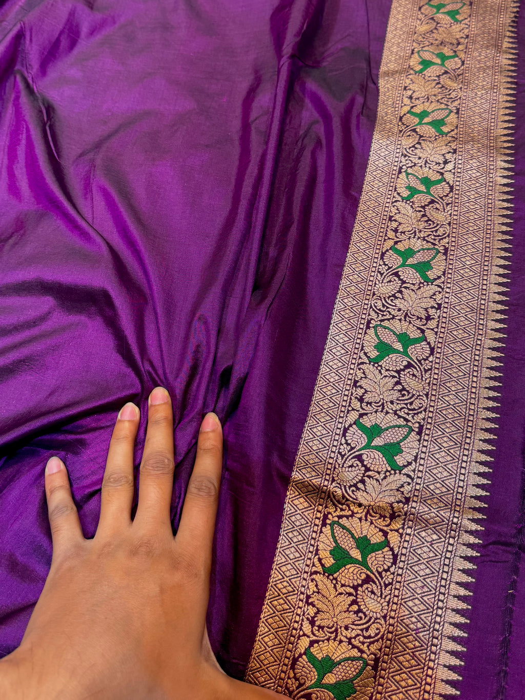 Wine Purple 100% Pure Banarasi Katan Silk Meenakari Saree