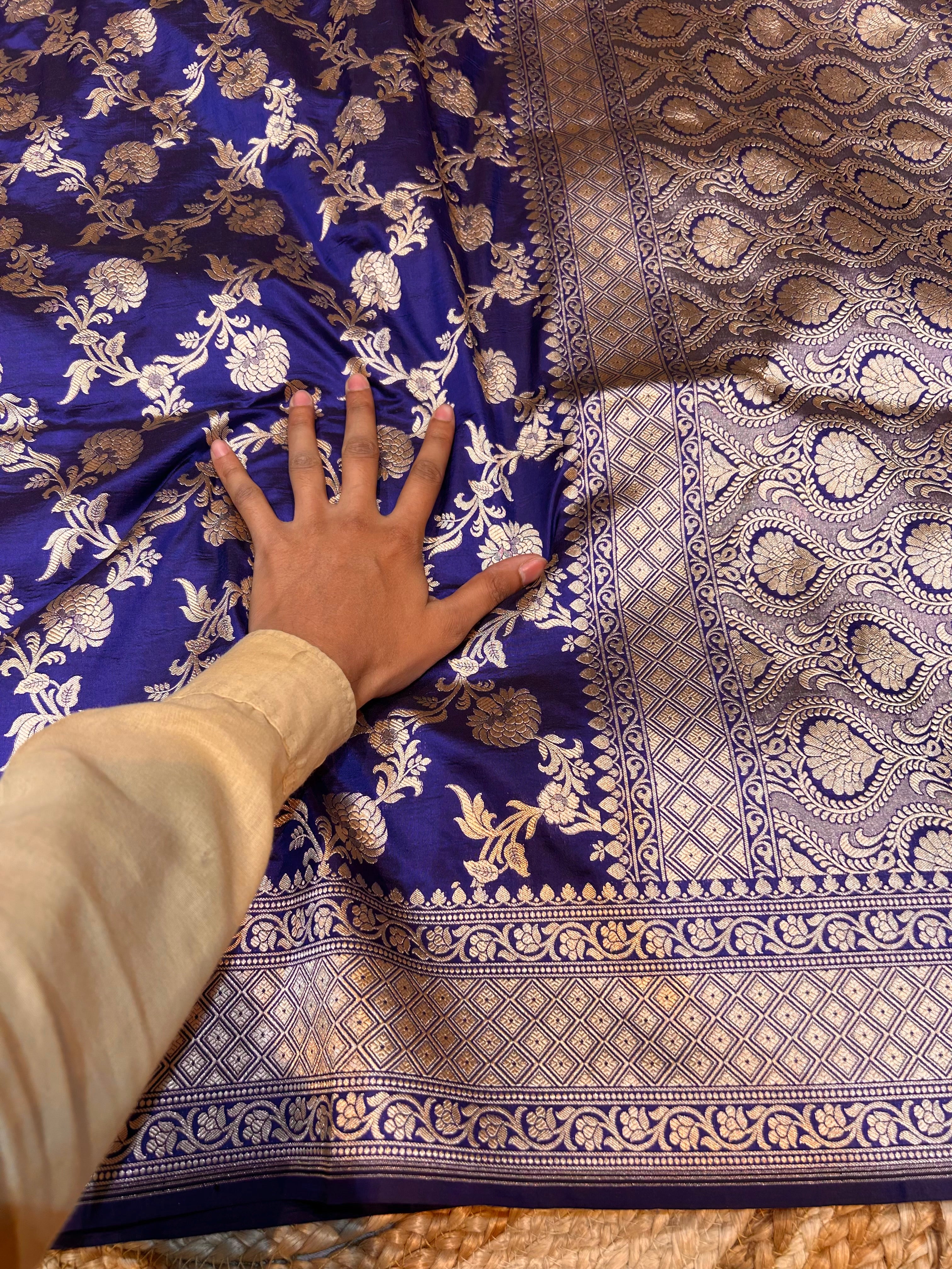 Royal Blue 100% Pure Banarasi Katan Silk Saree