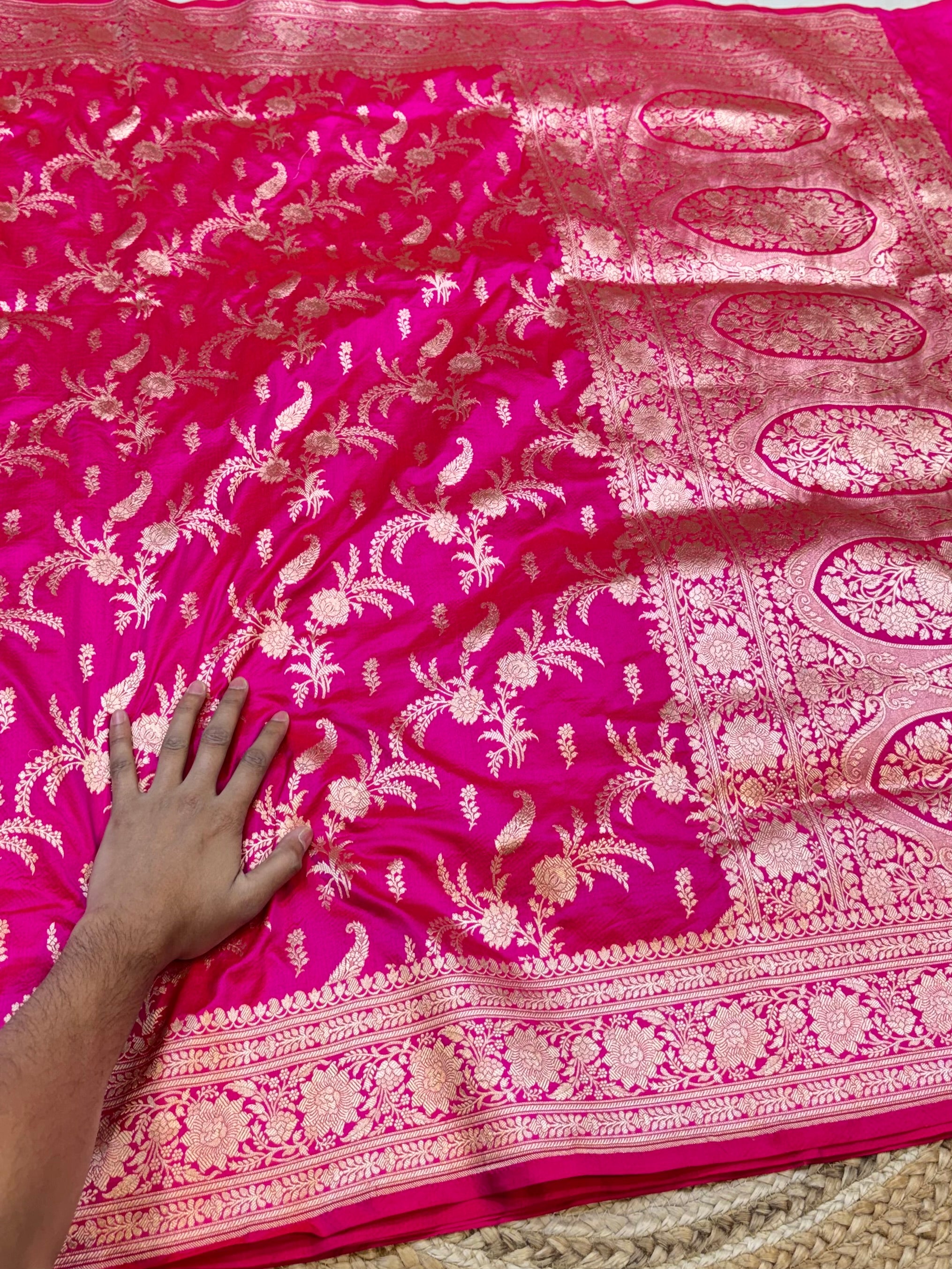 Prebook | Rani Pink 100% Pure Banarasi Katan Silk Saree