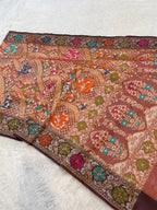 Nude Pink Pure Handloom Banarasi Ektara Kora Jamdani Saree