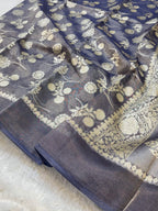 Diamond Blue 100% Pure Tissue Silk Banarasi Partywear Saree