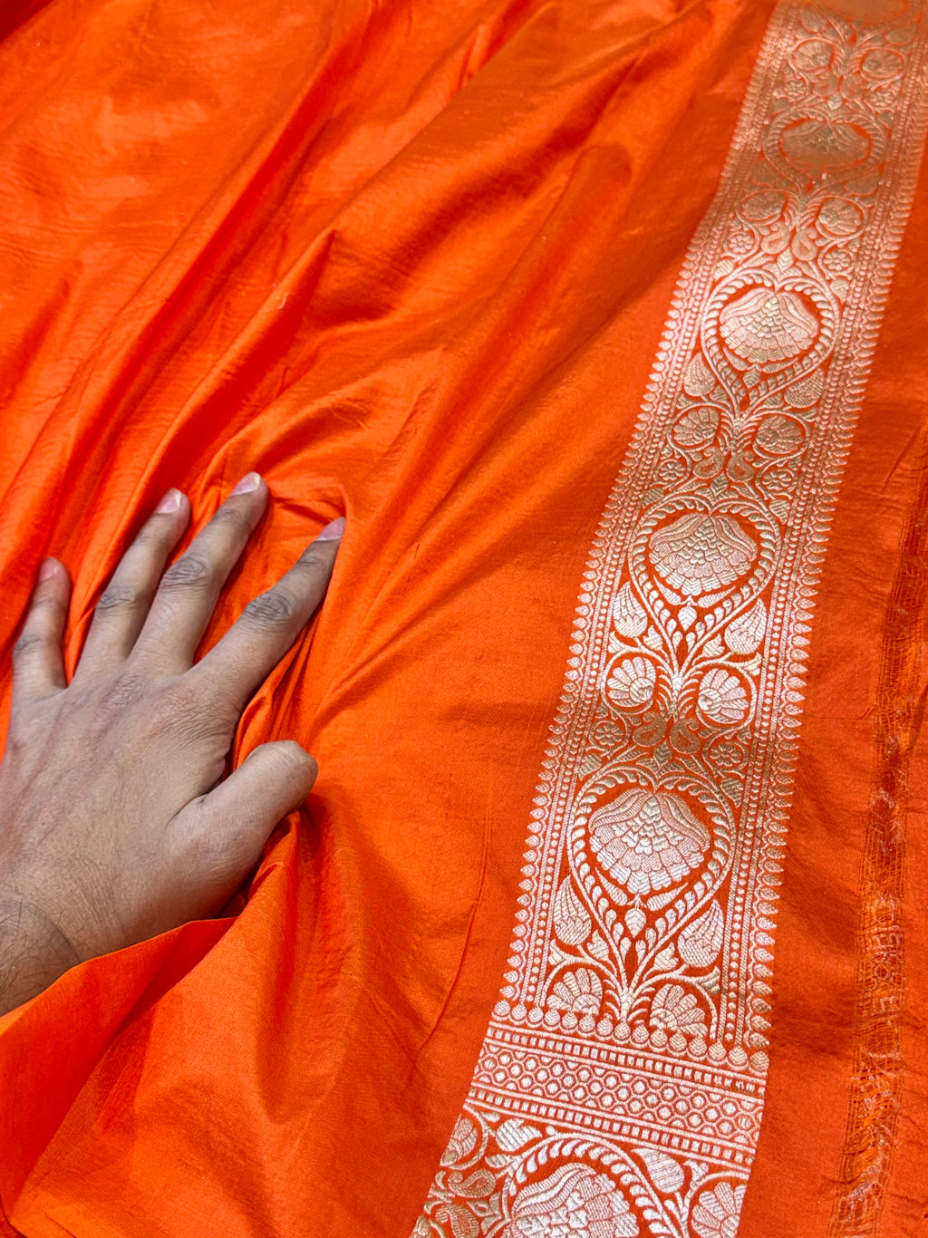 Prebook | Fanta Orange 100% Pure Banarasi Katan Silk Saree