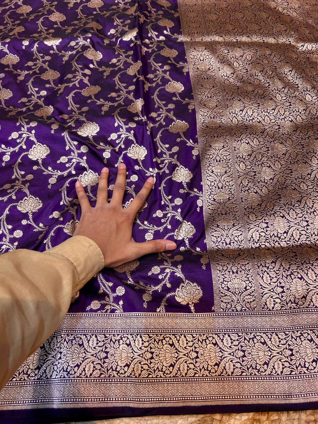Violet Purple 100% Pure Banarasi Katan Silk Saree