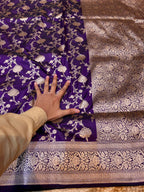Violet Purple 100% Pure Banarasi Katan Silk Saree