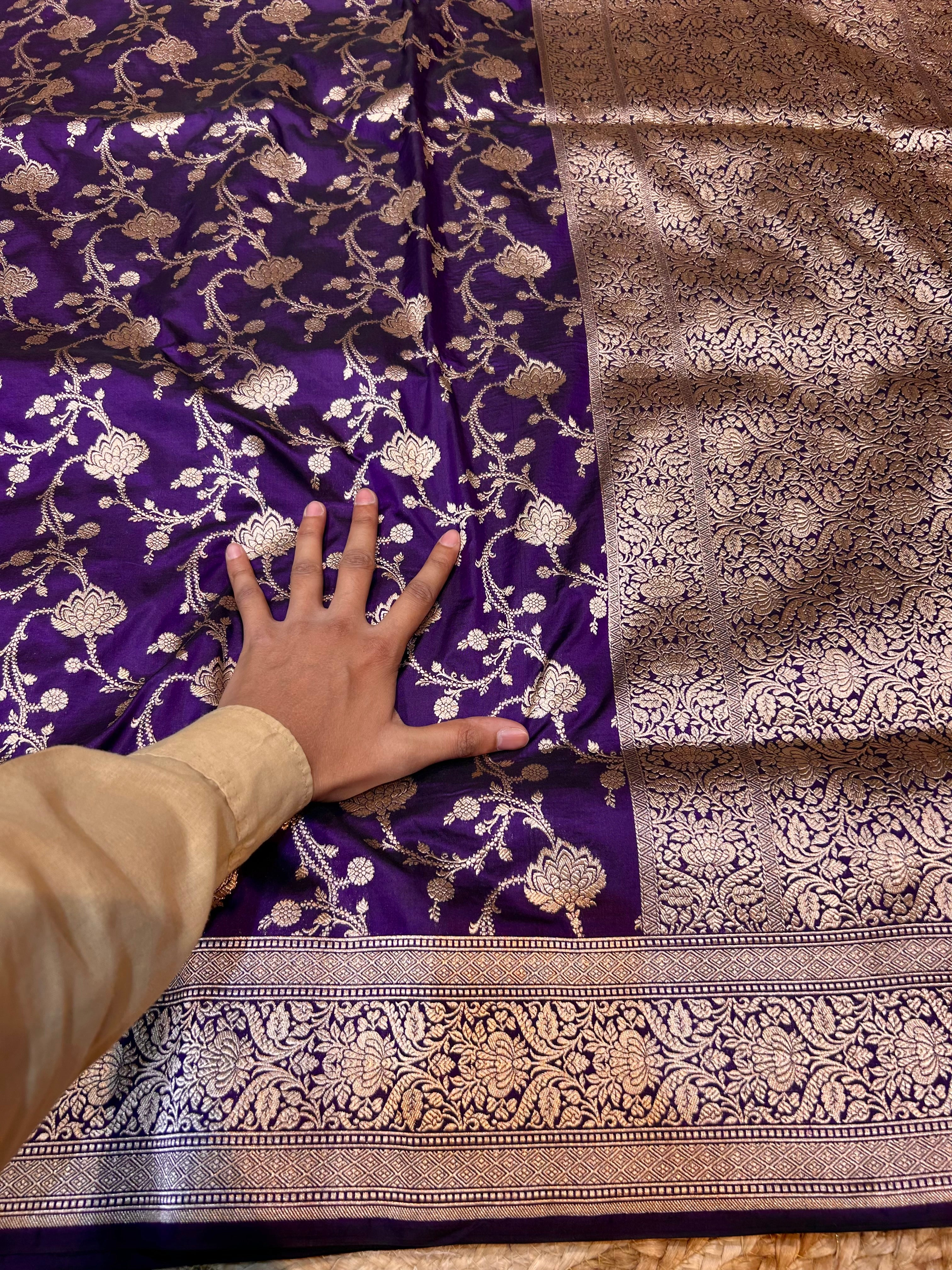 Violet Purple 100% Pure Banarasi Katan Silk Saree