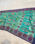 Ice Blue 100% Pure Ektara Banarasi Kora Jamdani Saree