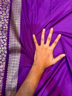 Purple 100% Pure Banarasi Katan Silk Brocade Saree