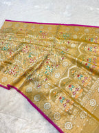 Light Pista Green Pure Ektara Banarasi Kora Jamdani Saree