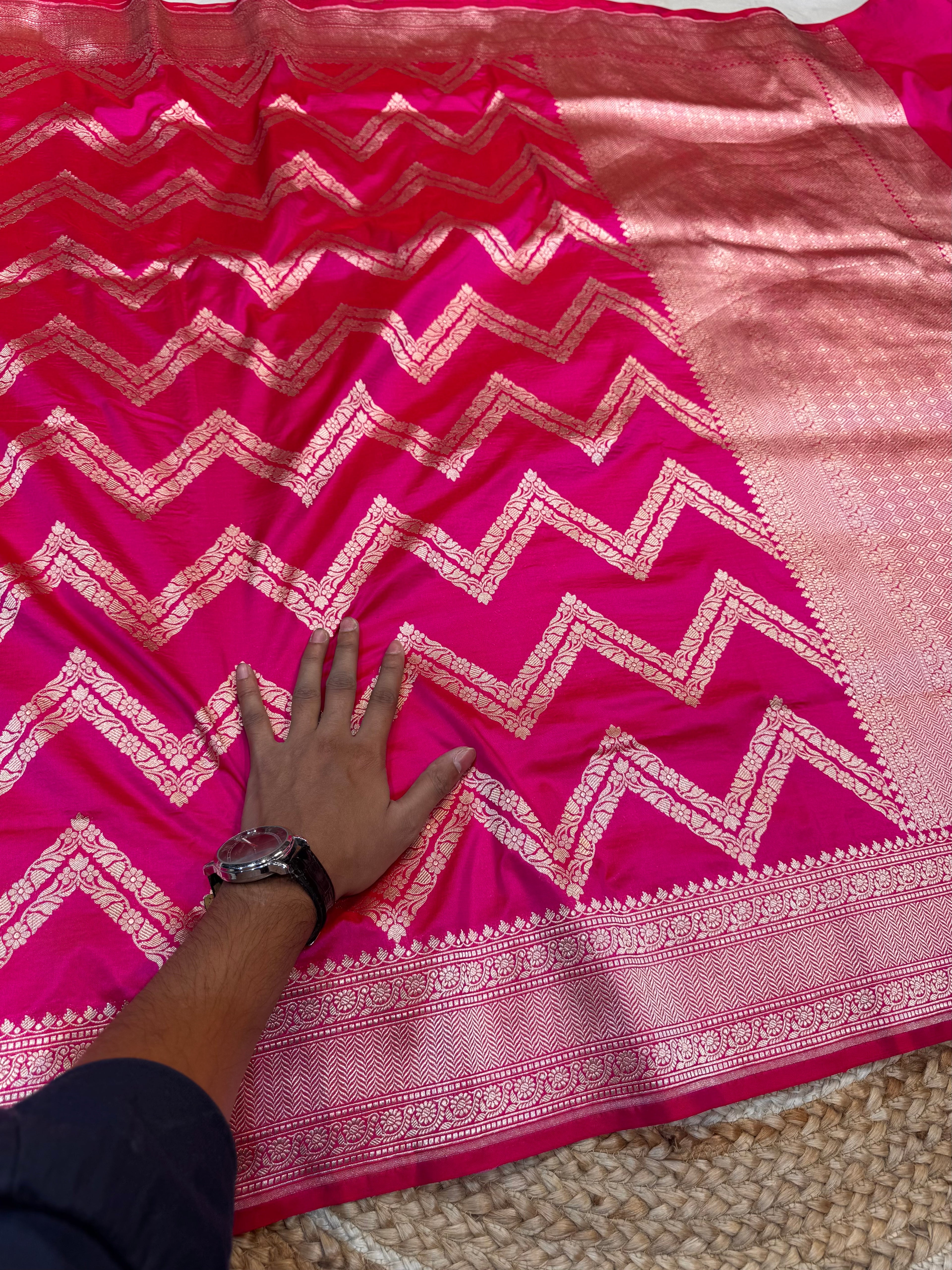 Prebook | Rani Pink 100% Pure Banarasi Katan Silk Saree