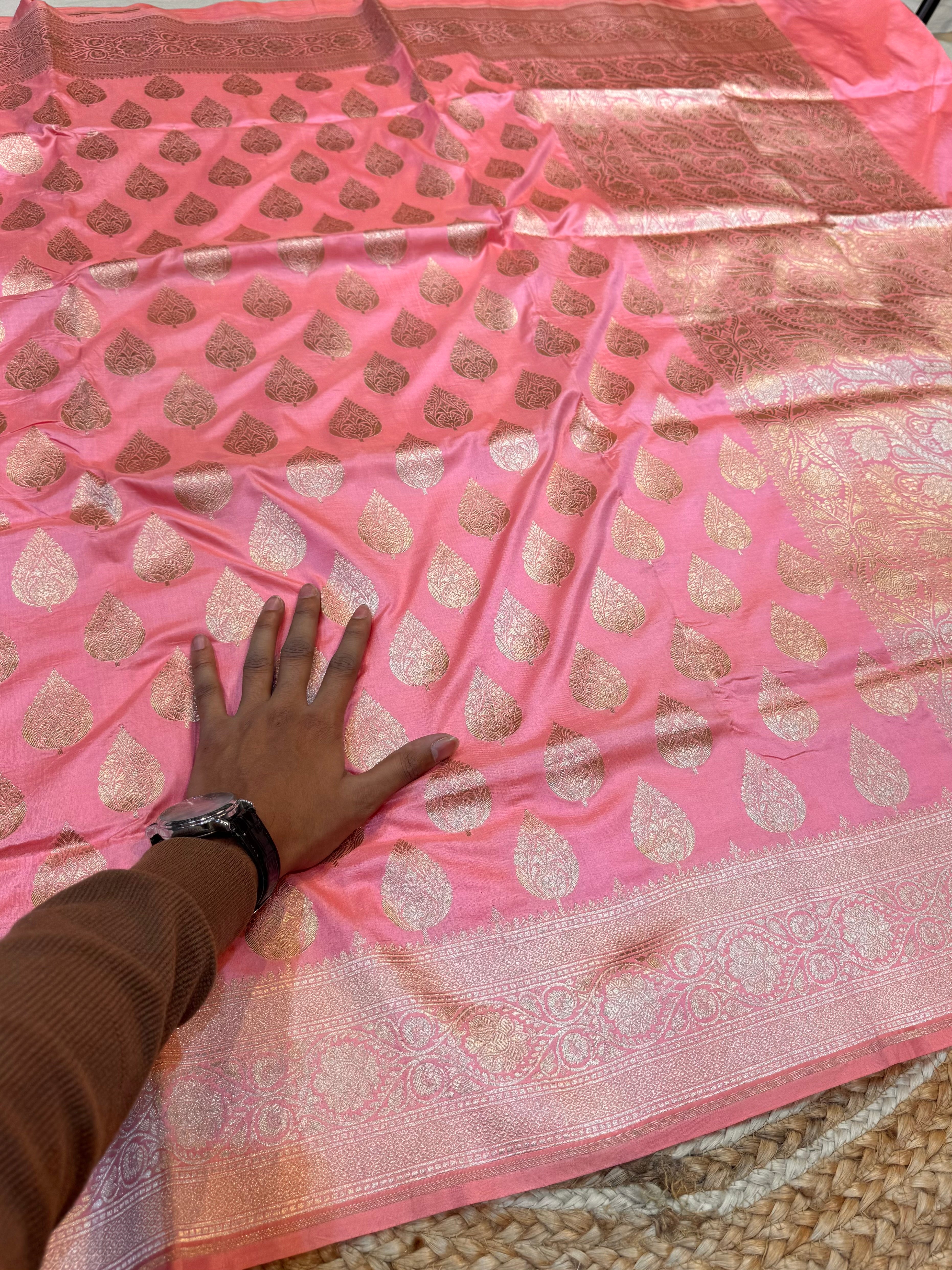 Prebook | Baby Pink 100% Pure Banarasi Katan Silk Saree