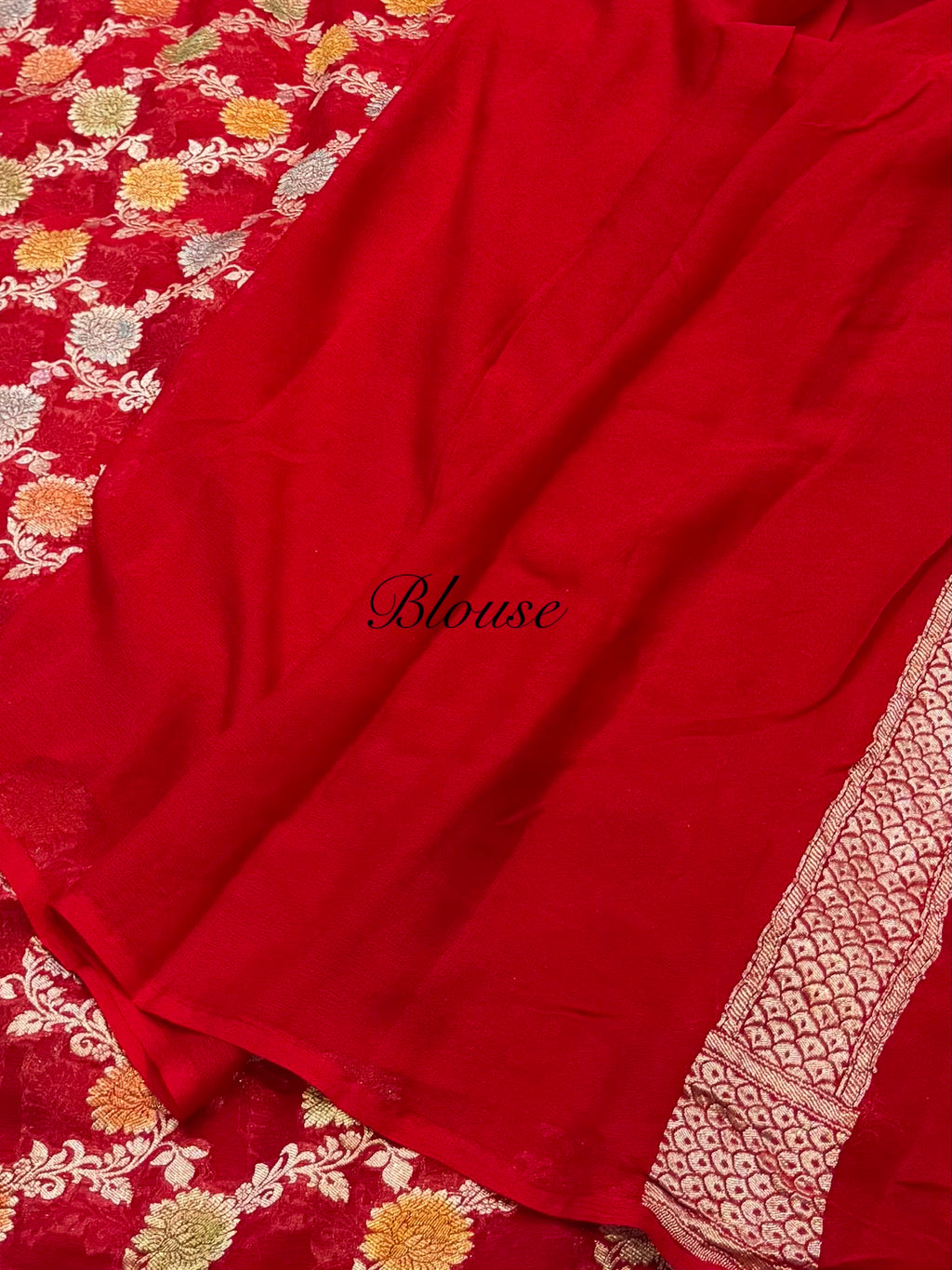 Red 100% Pure Banarasi Khaddi Georgette Meenakari Saree