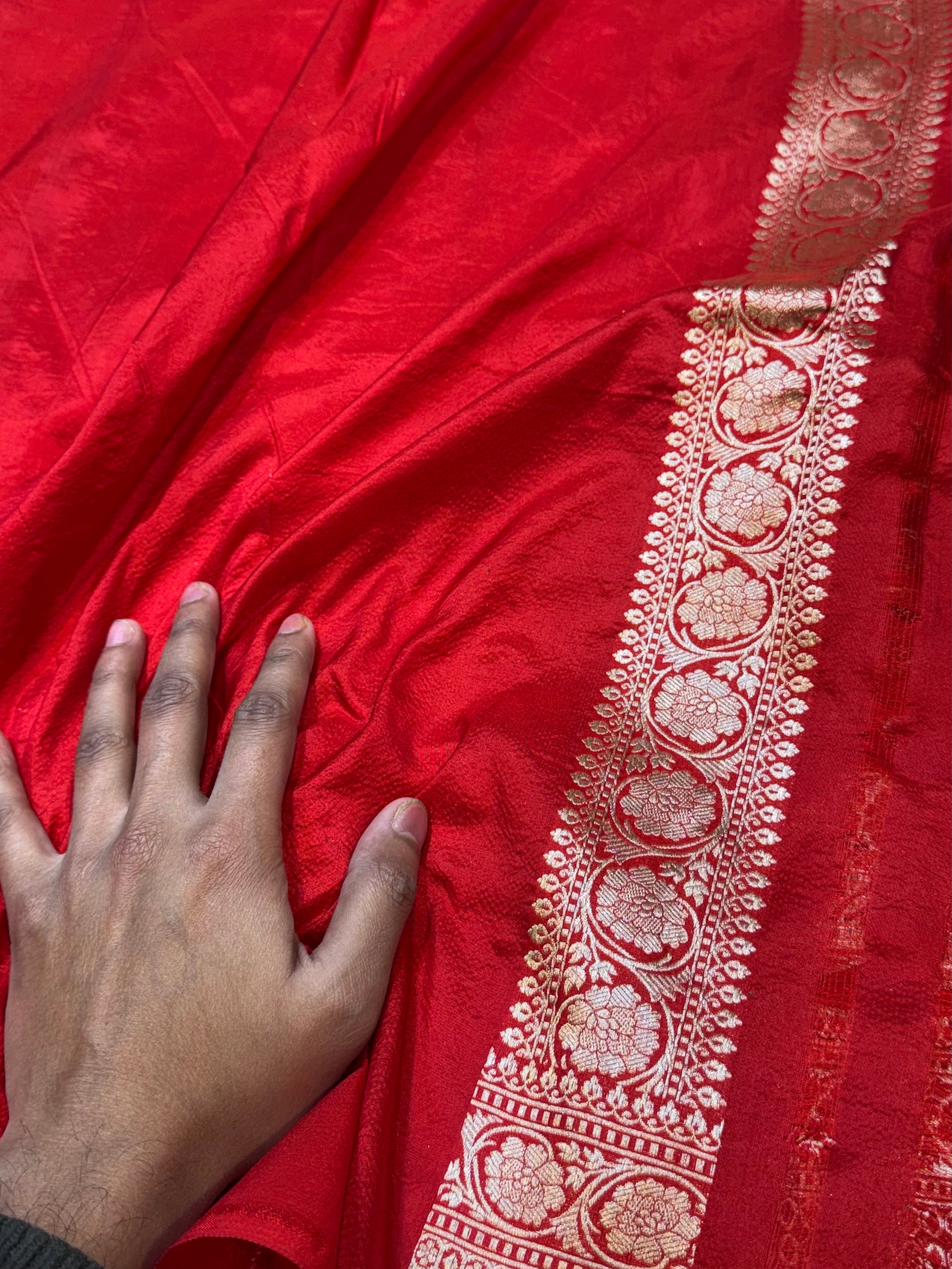 Red 100% Pure Banarasi Katan Silk Saree