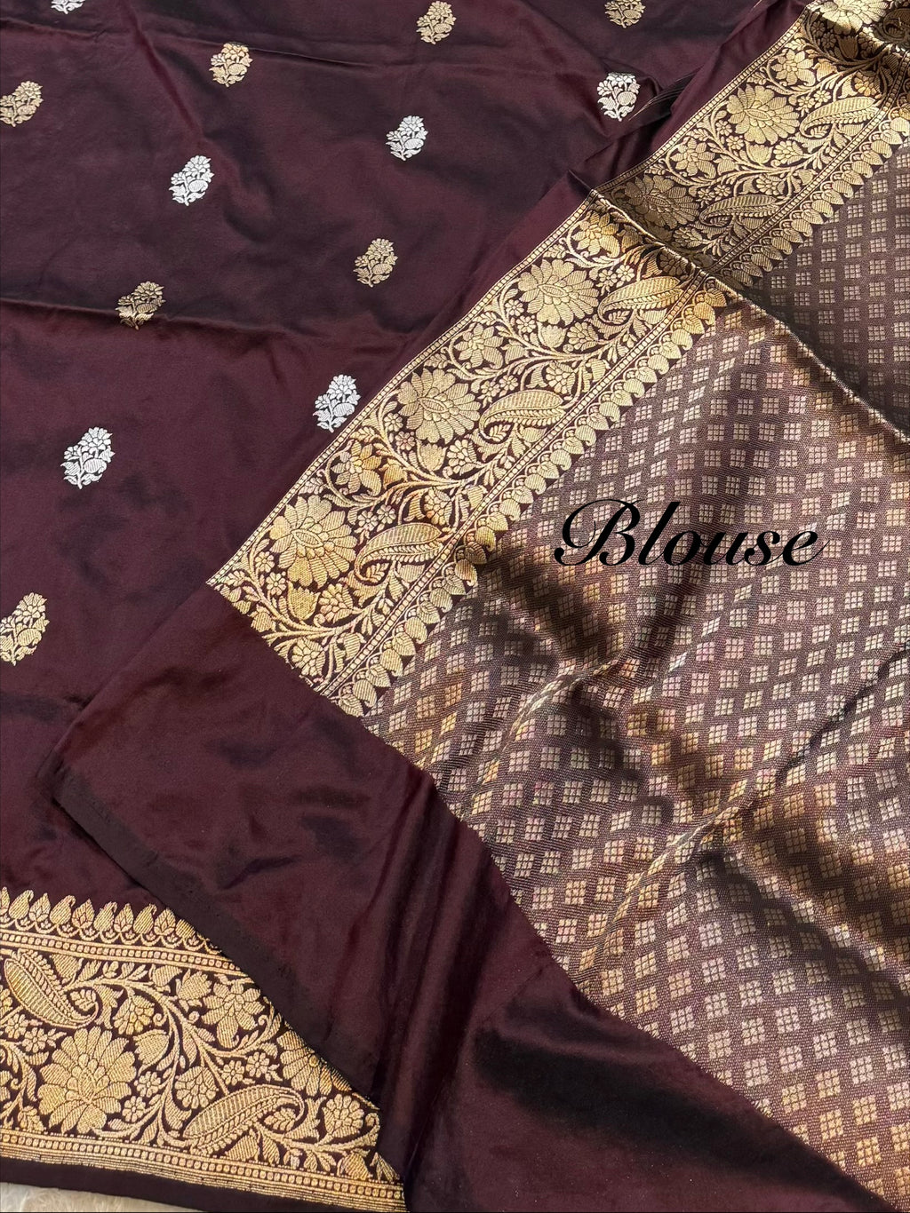 Coffee Brown 100% Pure Banaras Katan Silk Handloom Handwoven Pattu Saree