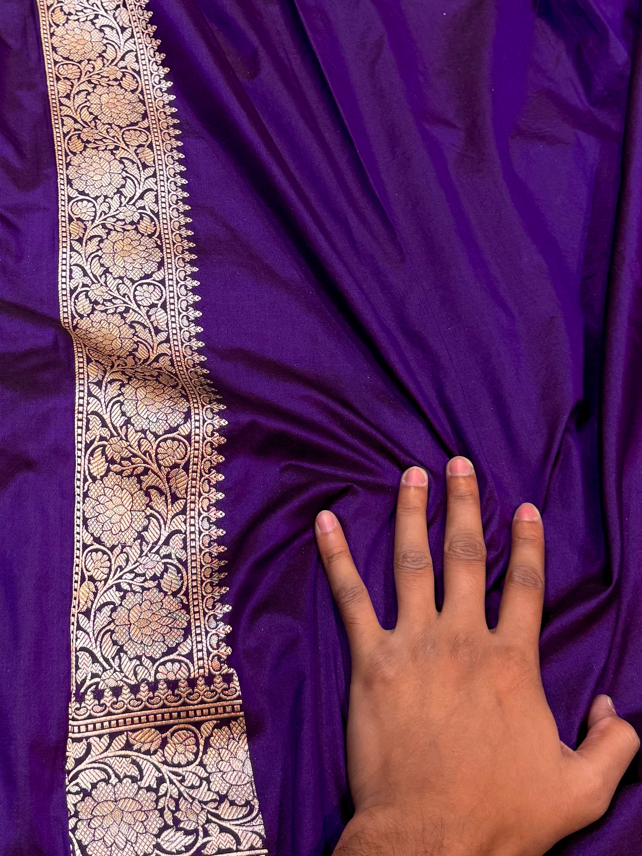Violet Purple 100% Pure Banarasi Katan Silk Meenakari Brocade Saree