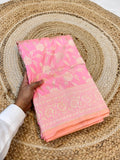 Baby Pink 100% Pure Banarasi Katan Silk Saree
