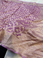 Lavender 100% Pure Khaddi Georgette SHIKARGAH Saree