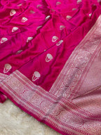 Rani Pink Banarasi Soft Meenakari Mashru Silk Partywear Saree